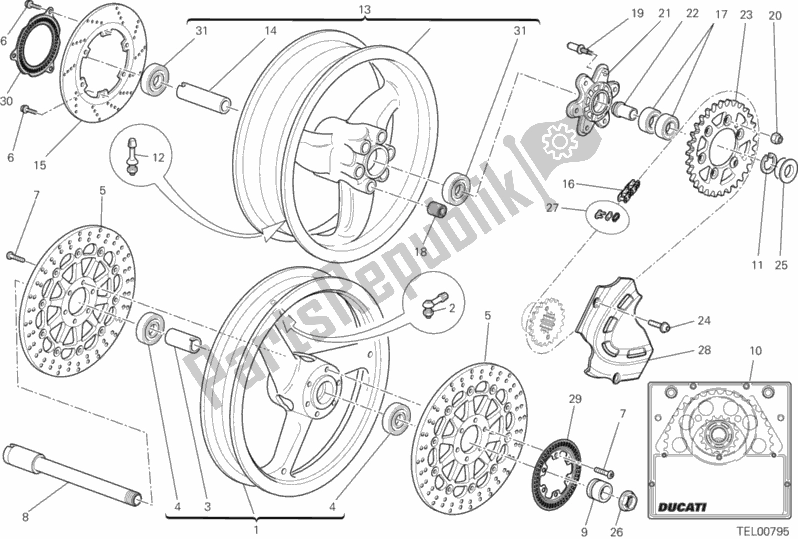 Todas as partes de Rodas do Ducati Monster 795 ABS Thailand 2014